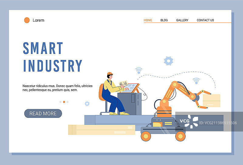 具有工人控制的智能产业网站图片素材