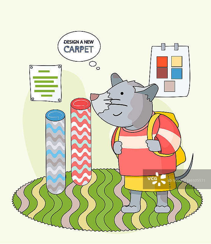 站立的卡通地毯角色设计图片素材