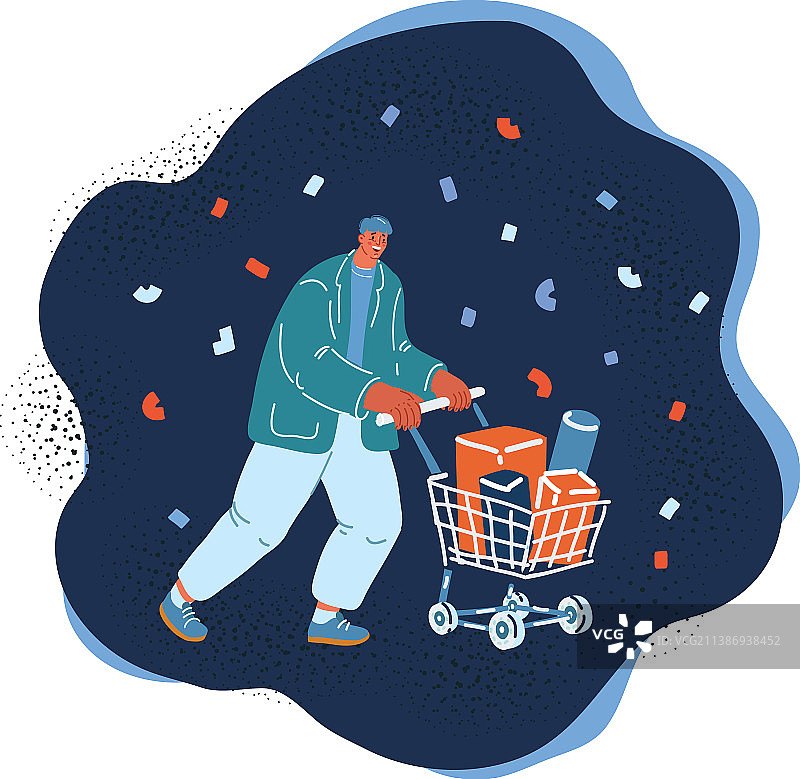 卡通：购物的男人图片素材
