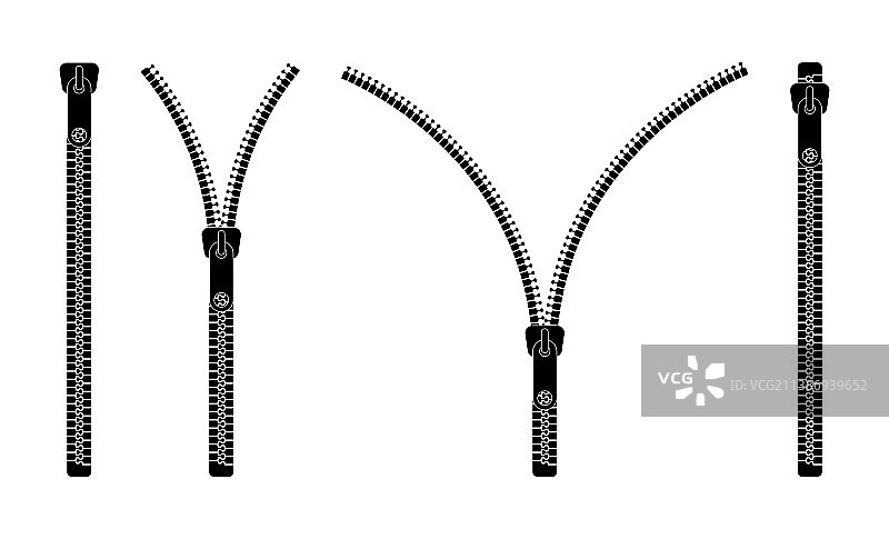 用于包、夹克和服装的拉链图标（打开状态）图片素材
