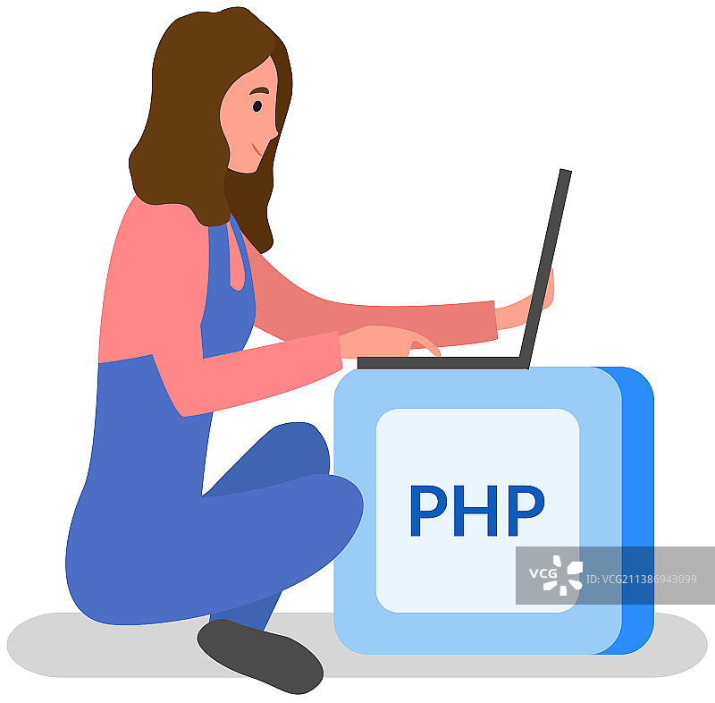 使用笔记本电脑工作的女程序员图片素材