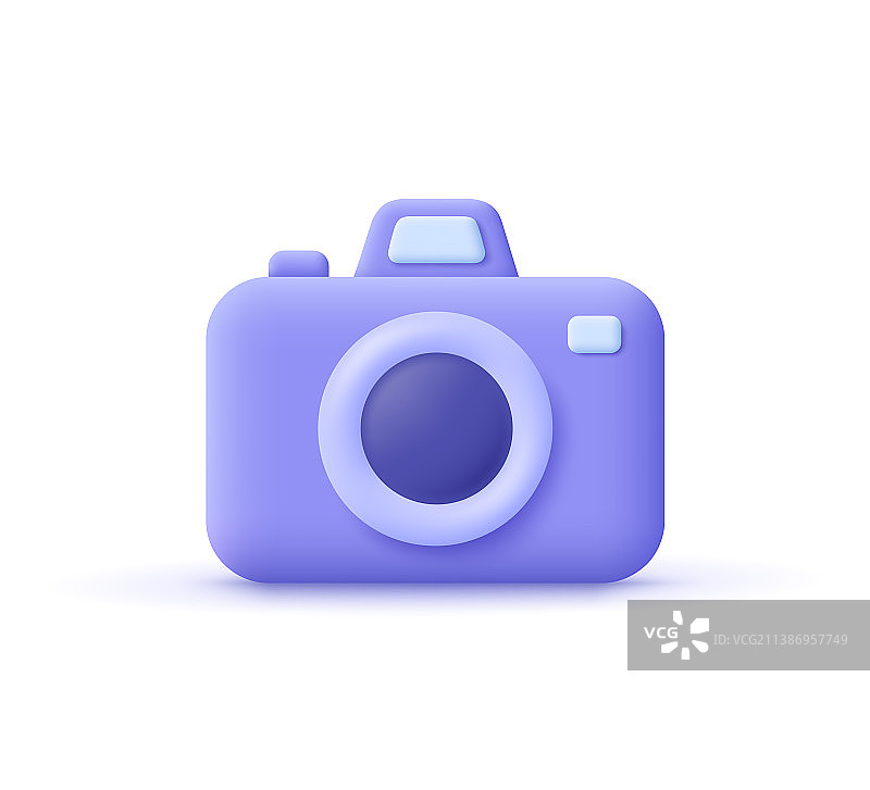 带镜头和按钮的3D照相机图标图片素材