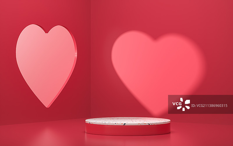 3D场景爱心礼物展台背景素材图片素材