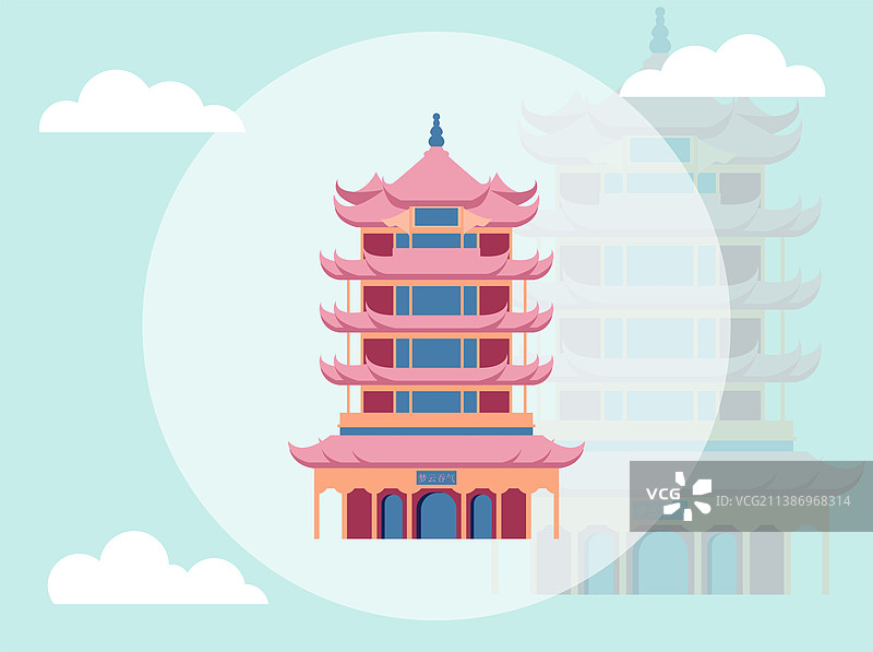 武汉地图插画图片素材