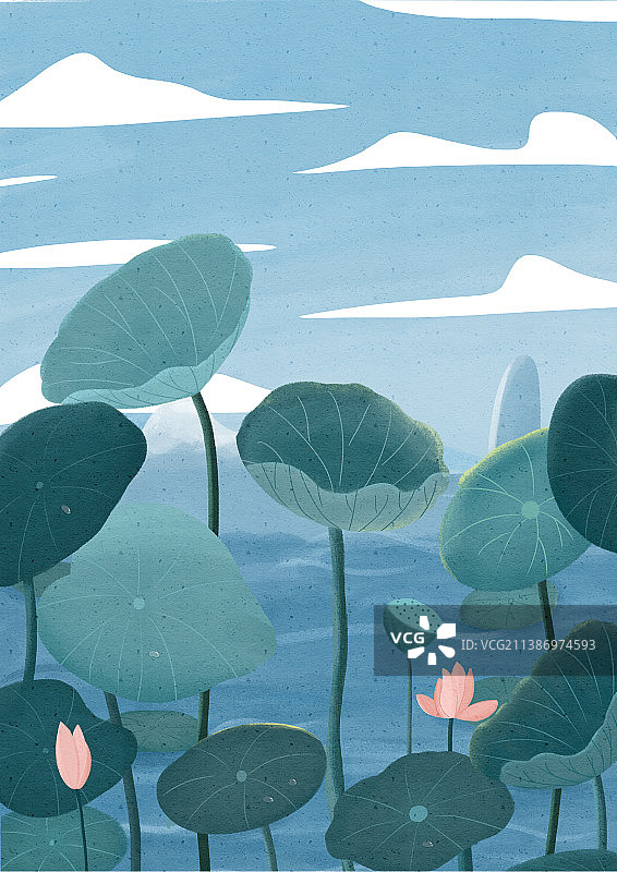 清新夏日背景插画图片素材