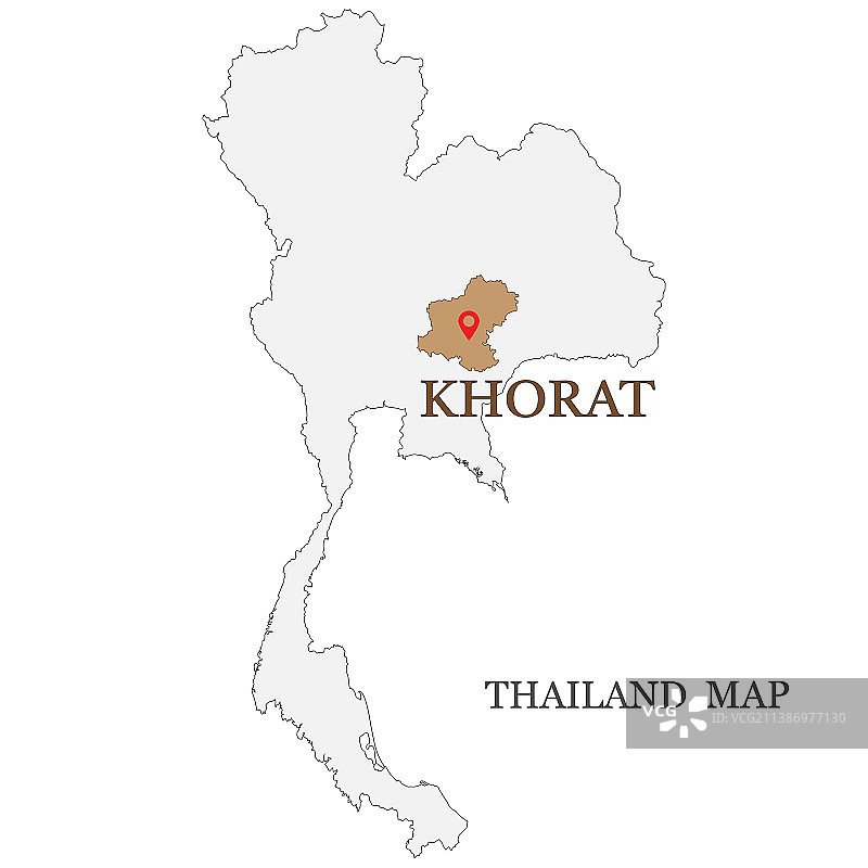 泰国地图，呵叻府红色地图钉图片素材