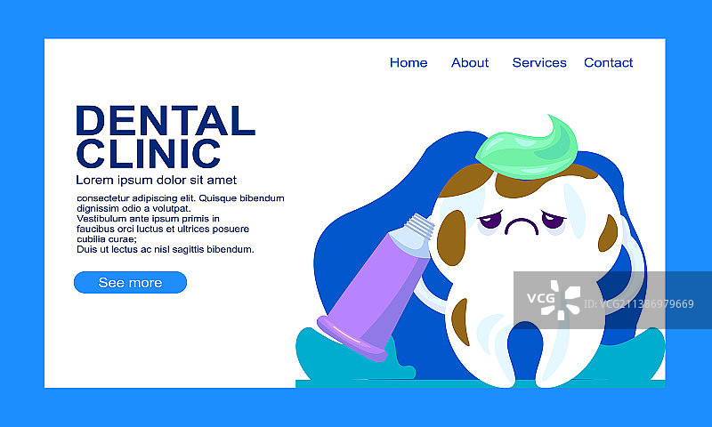卡通牙科护理着陆页图片素材
