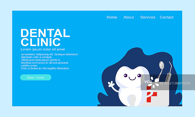 卡通牙科护理着陆页图片素材