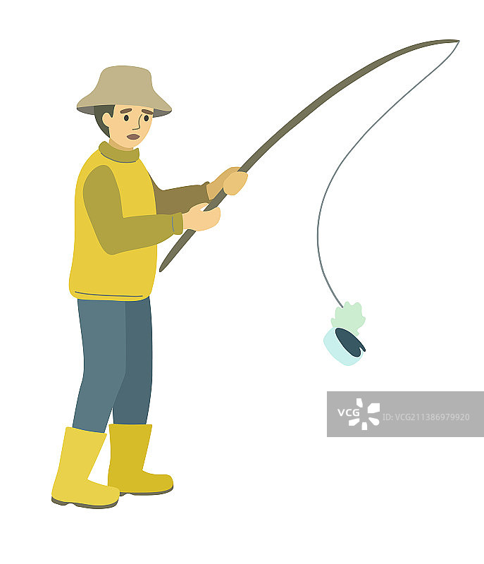 渔夫钓到的是一个罐头图片素材