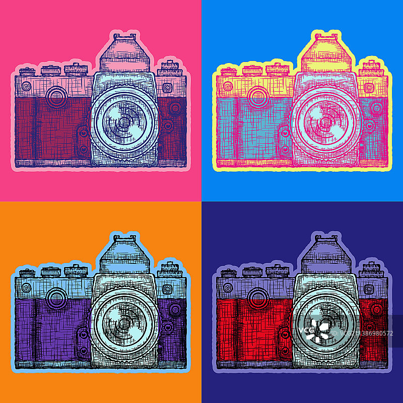 波普艺术风格照相机图片素材