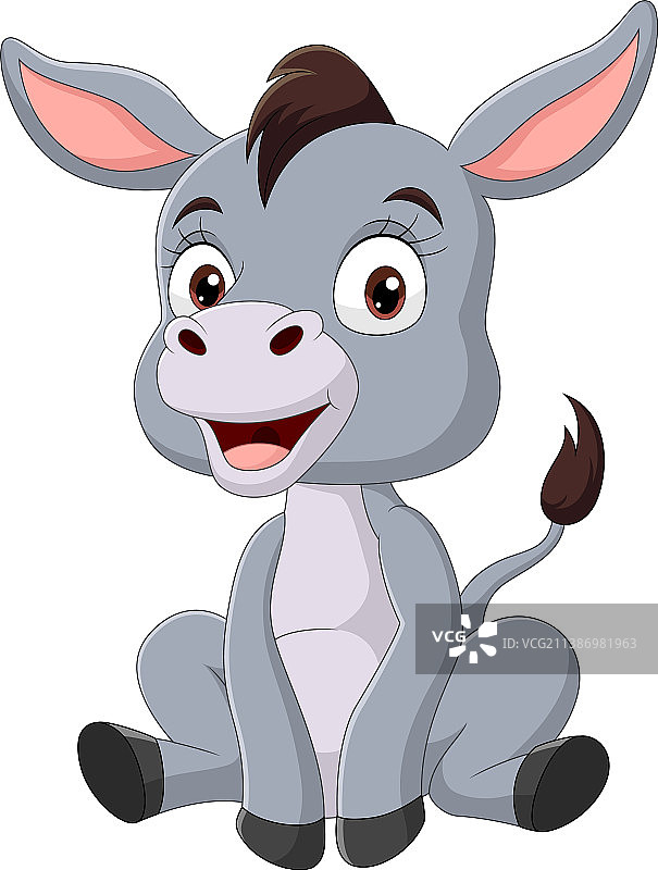 坐着的可爱小驴卡通图片素材