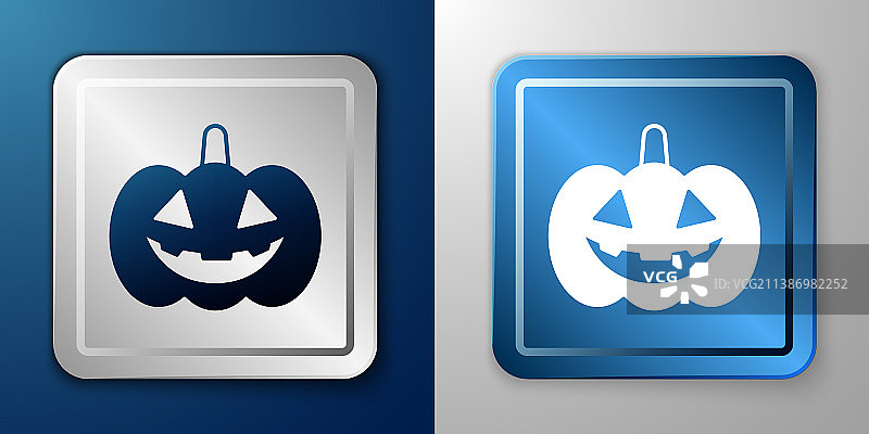 蓝灰色背景上的白色南瓜图标图片素材