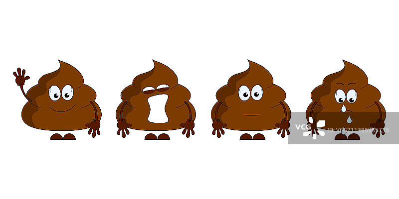 不同情绪的卡通便便插画图片素材