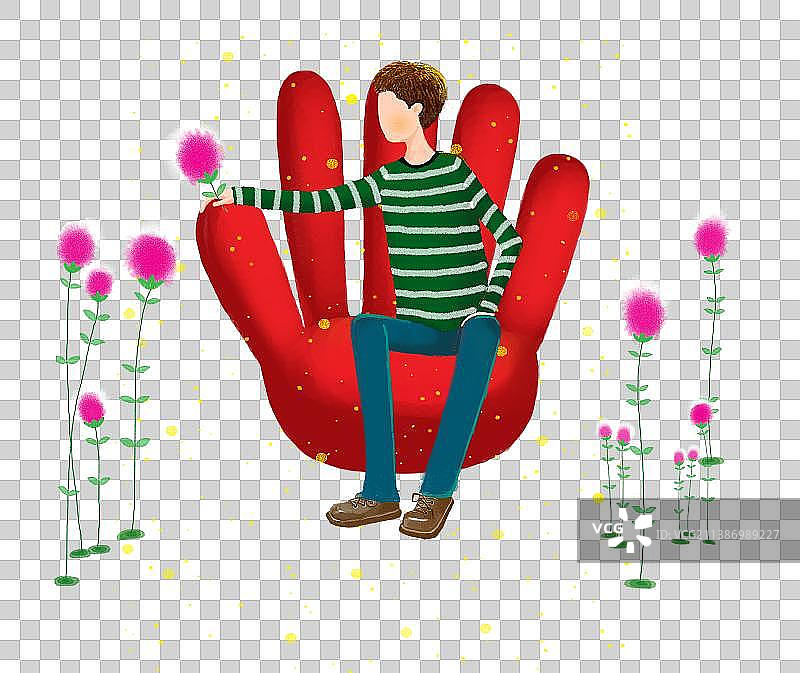 坐在手指沙发上的男人图片素材