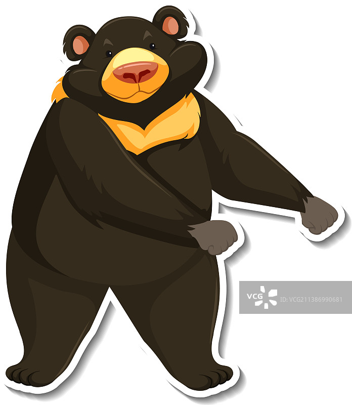 亚洲黑熊动物卡通贴纸图片素材