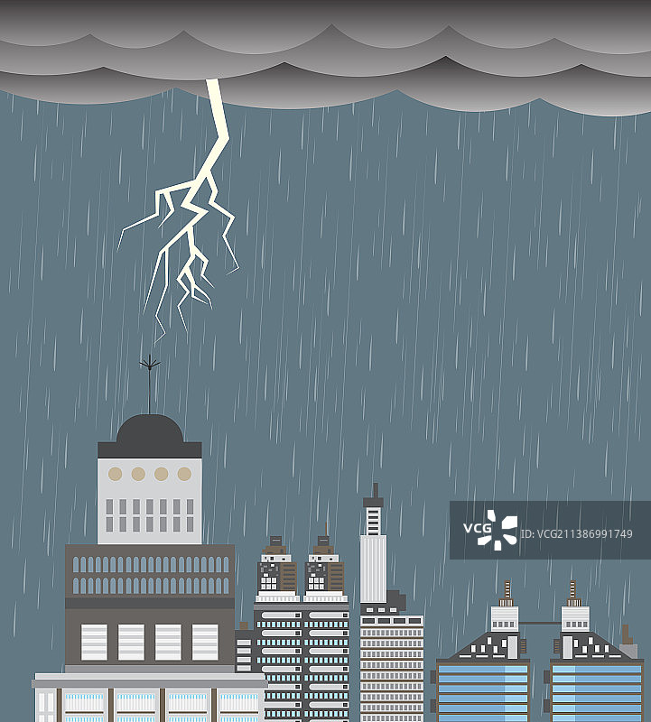 天空中的雷电云和雨闪电图片素材