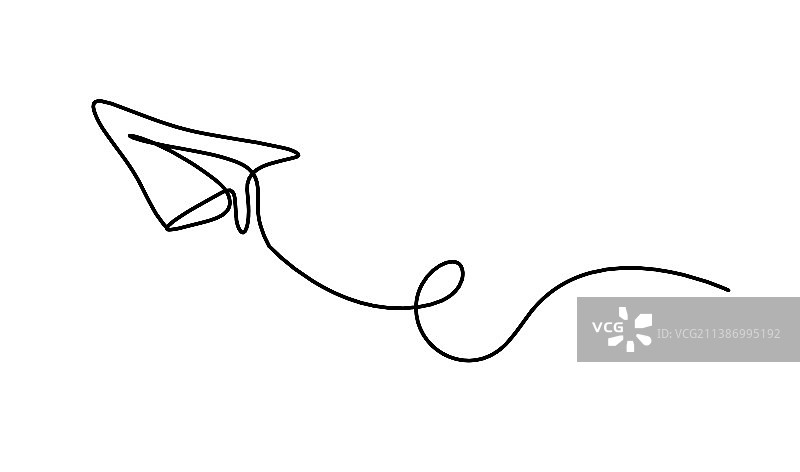 白色背景上的抽象纸飞机线条画图片素材