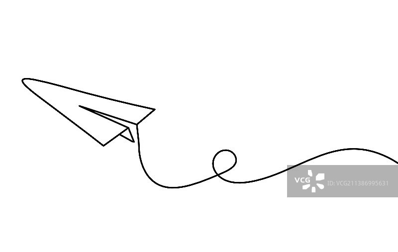 白色背景上的抽象纸飞机线条画图片素材