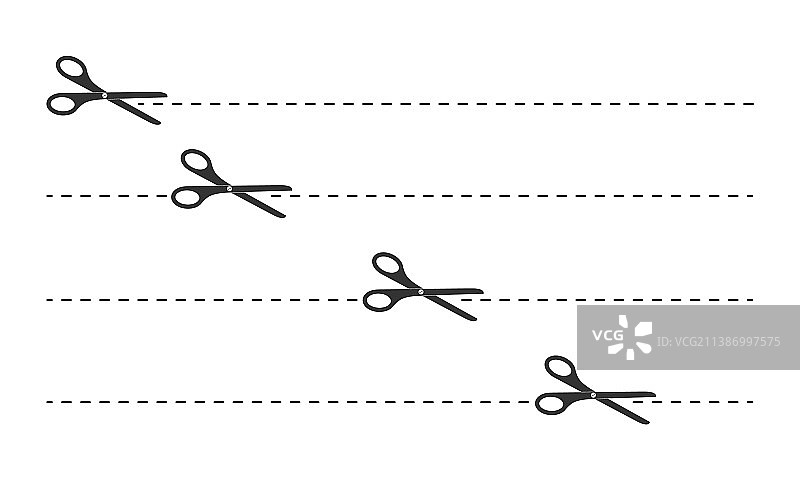 带虚线的剪刀图标合集图片素材