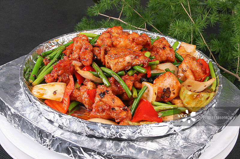 中餐美食-平锅香煎仔鸡图片素材