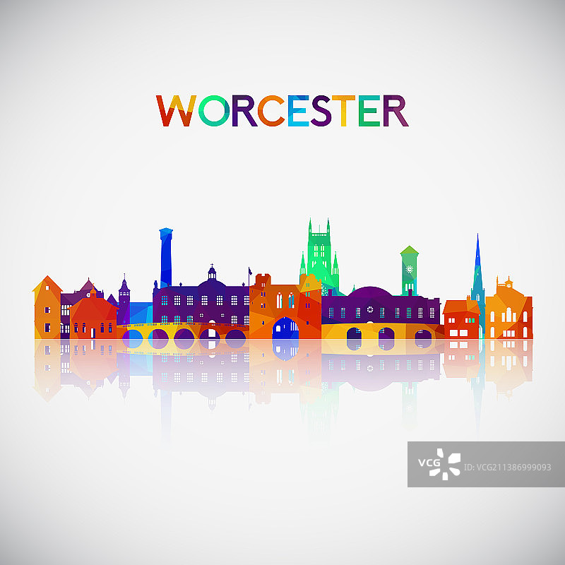 伍斯特市天际线轮廓图片素材