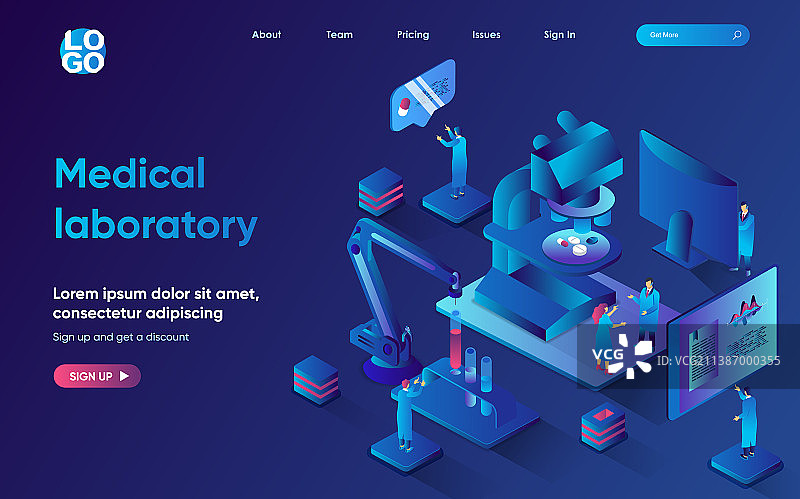医学实验室概念2.5D页面图片素材