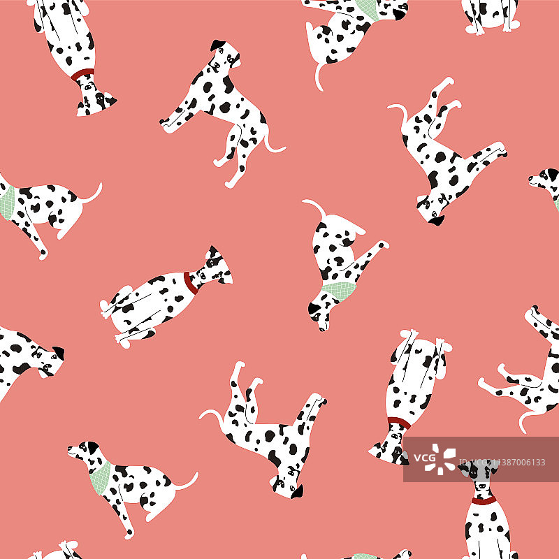 可爱白色斑点小狗无缝图案图片素材