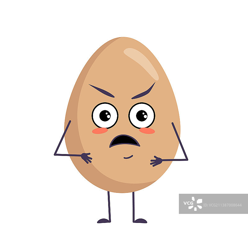 带有愤怒表情的可爱鸡蛋图片素材