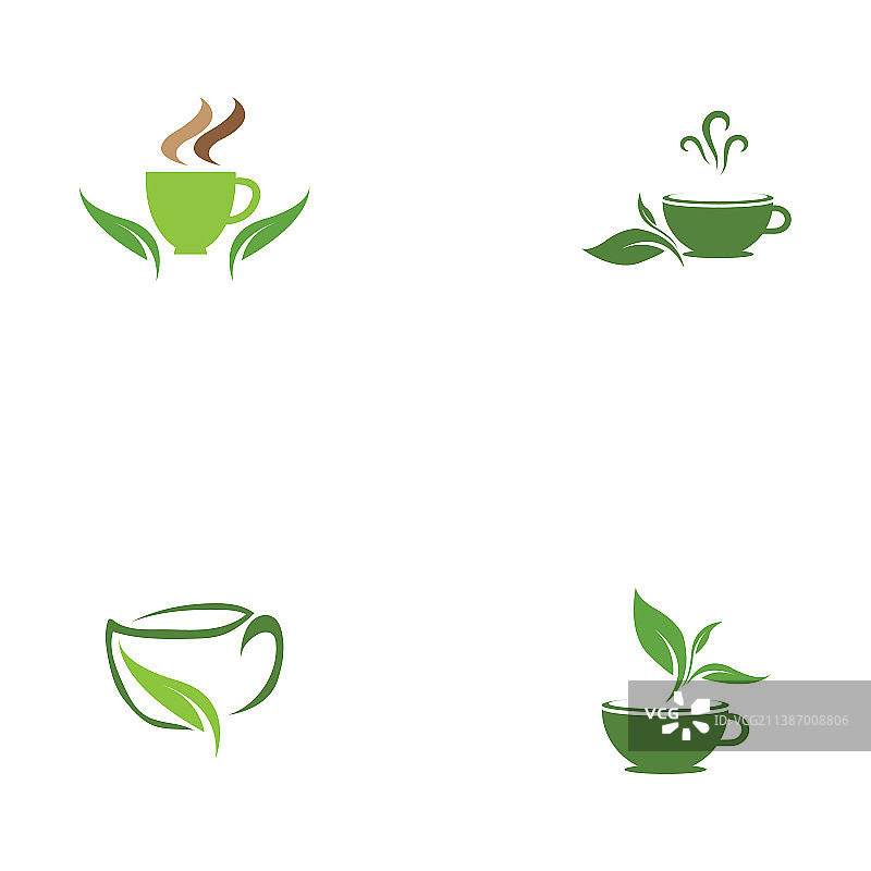 绿色有机茶叶杯叶子Logo图片素材
