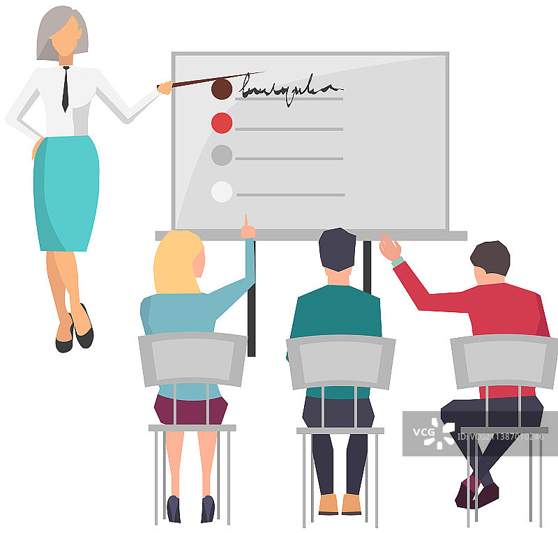 女商人给员工讲课图片素材