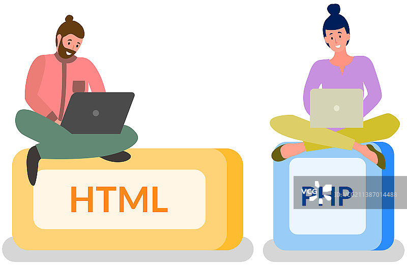 使用笔记本电脑工作的女程序员图片素材