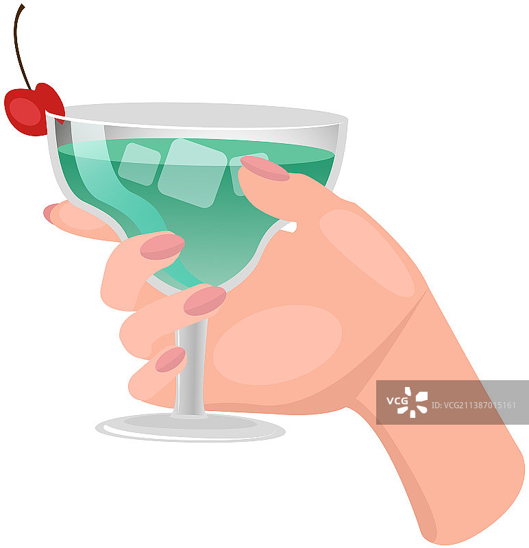 加冰和樱桃的热带酒精鸡尾酒图片素材