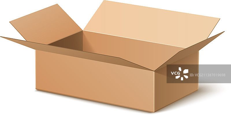 打开的瓦楞纸包装空纸板箱图片素材