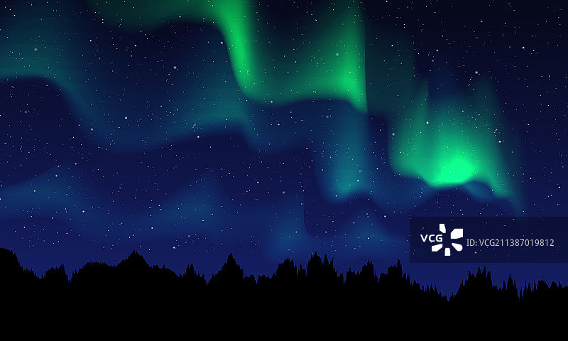 逼真的北极光夜空美景图片素材