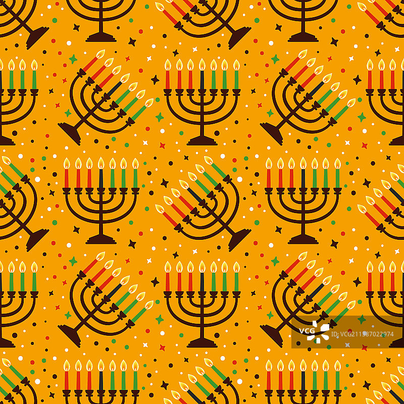 宽扎节七支烛台无缝图案图片素材