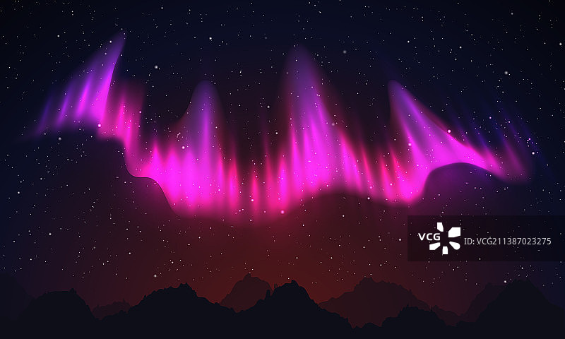 逼真的北方粉红色灯光夜空图片素材