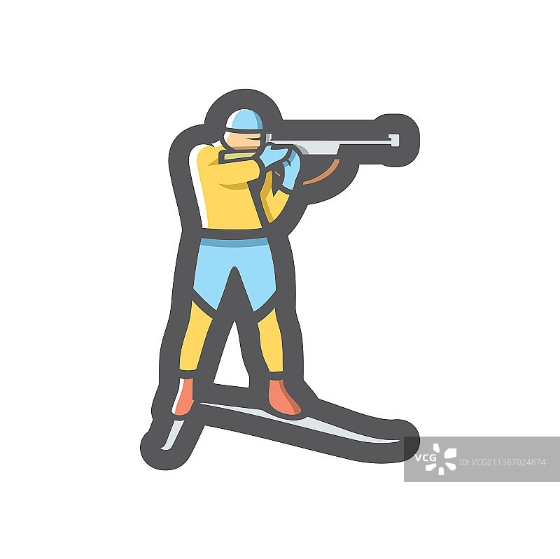 冬季两项射击滑雪瞄准卡通图标图片素材