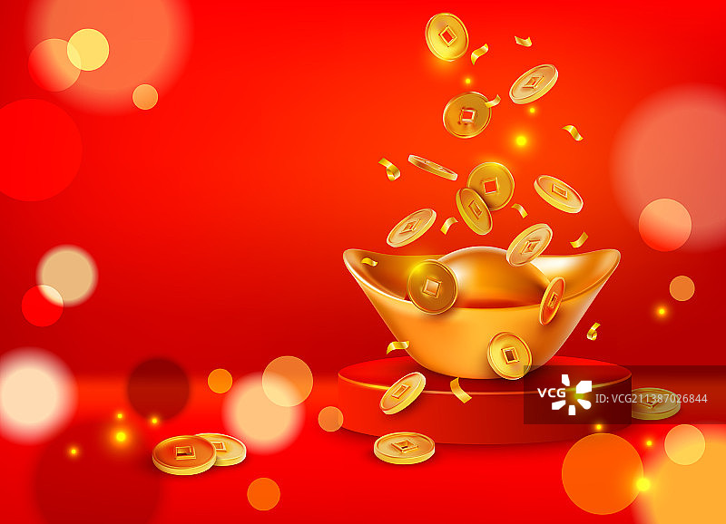逼真3D中国金元宝图片素材