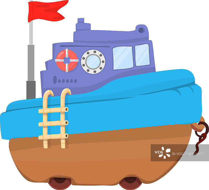 卡通玩具船图标：水上交通图片素材