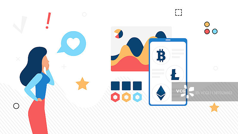 女商人与金融交易符号图片素材