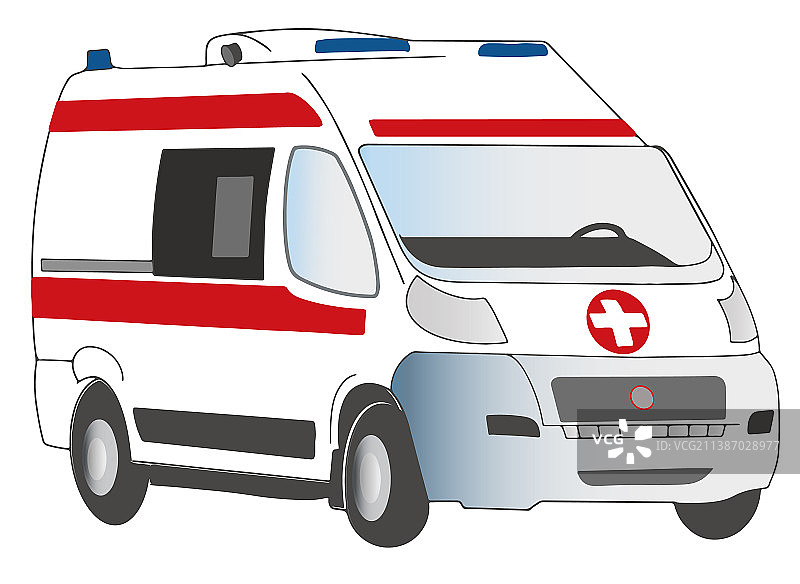 白色救护车艺术插画图片素材