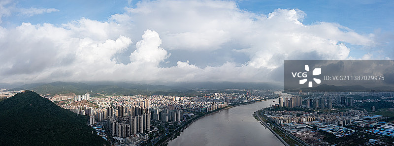 珠海斗门井岸镇黄杨河全景航拍图片素材