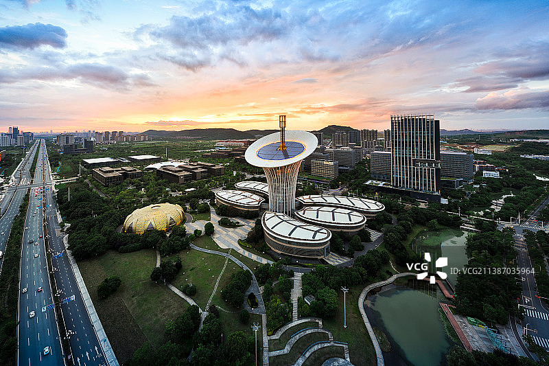 湖北省武汉市江夏区光谷武汉未来科技城武汉新能源研究院航拍图片素材