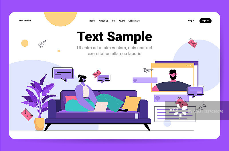 年轻女子使用笔记本电脑聊天图片素材