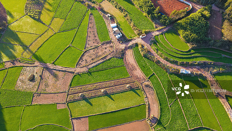 昆明安宁乡村农田田园风光航拍图片素材