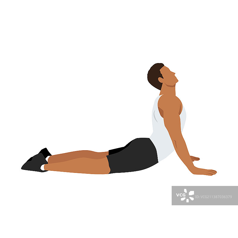 男子进行眼镜蛇式腹部伸展运动图片素材