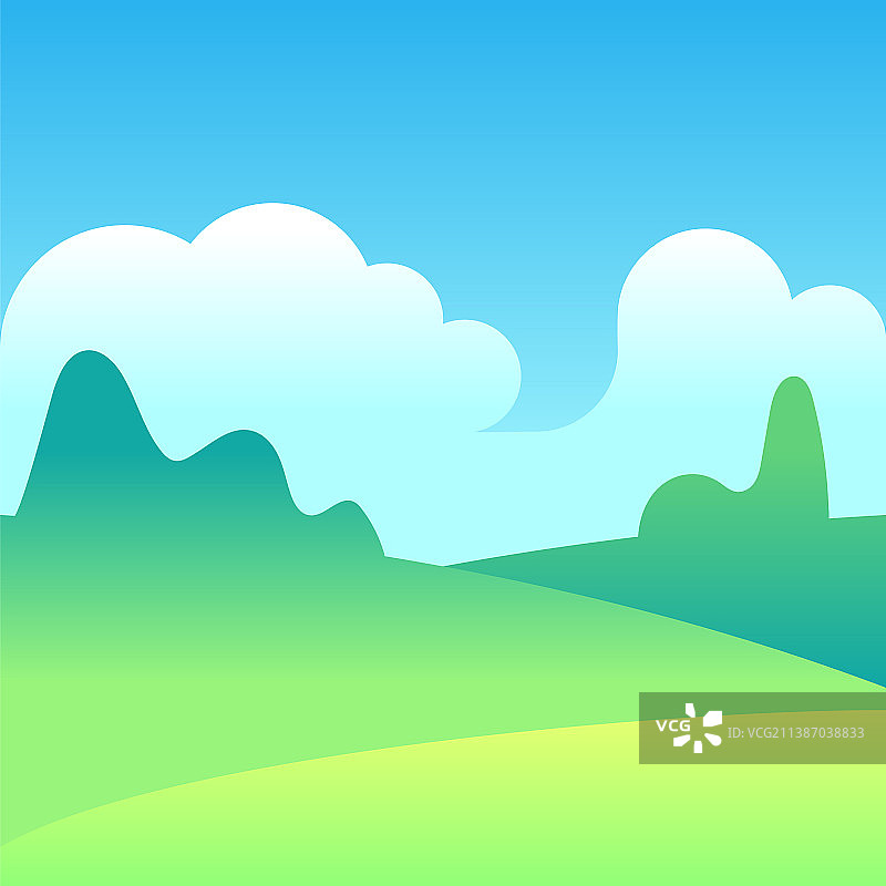 日光景观绿色山丘和蓝天图片素材