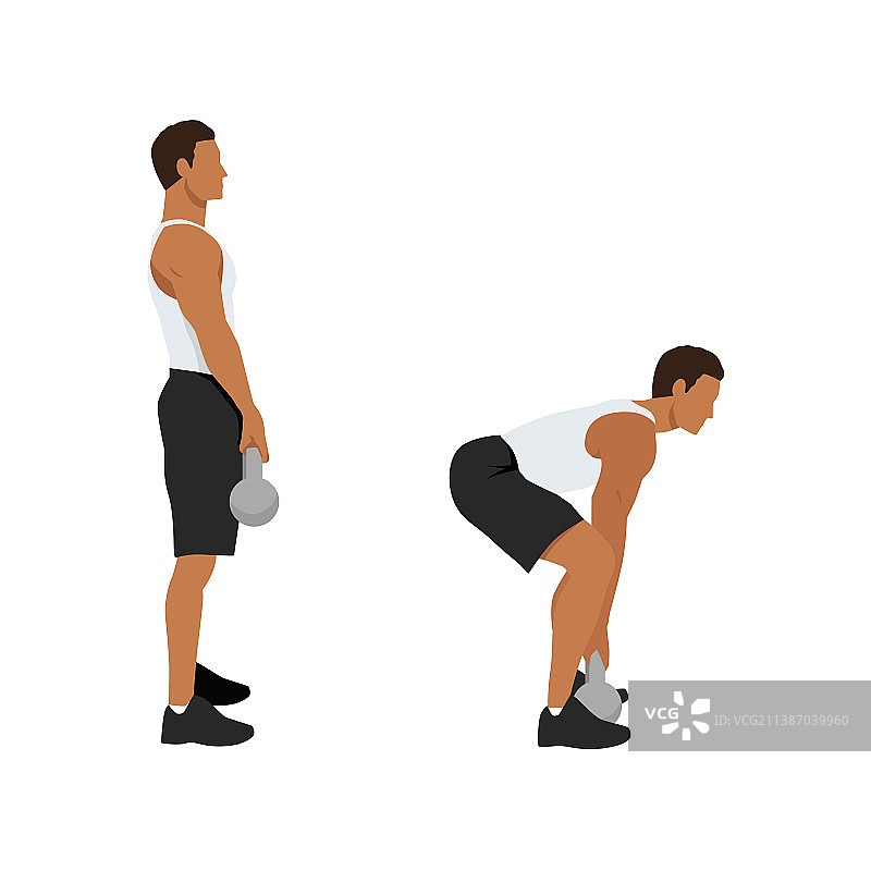 男人做壶铃硬举图片素材