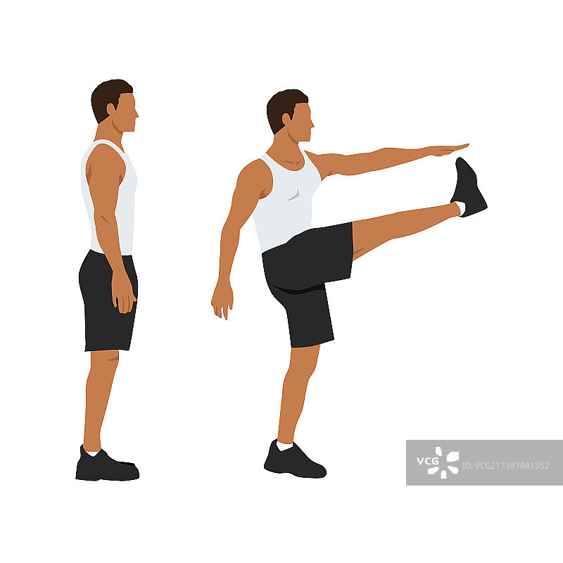 高抬腿行军士兵扁平设计图片素材