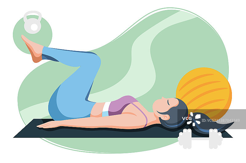 瑜伽健身运动扁平安逸插画图片素材